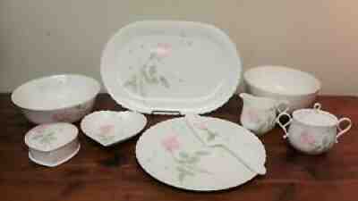 Mikasa Lot April Rose Cake Plate Server Creamer Sugar Bowl Heart Trinket & Bowls