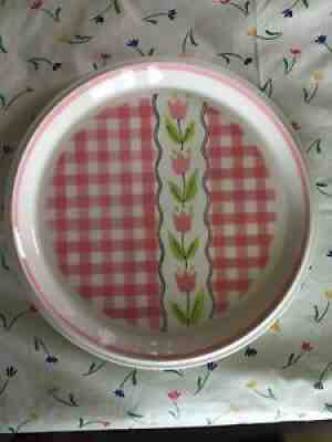 Mikada Country Gingham Cotton Candy Pink C7101 Dinner Plate 10 1/2â? Lot Of 6