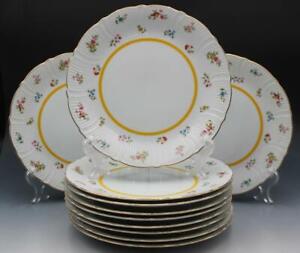 Mikasa Avondale Couture Collection Set of 11 Dinner Plates Gold w/ Yellow Verge