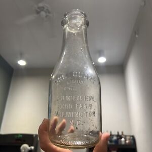 Antique Quart A.O. McEachern Echo Farm Wilmington NC Carolina Milk Bottle