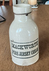 MACKWORTH PURE JERSEY CREAM Stoneware Milk/Cream Pint Bottle Falmouth Maine RARE