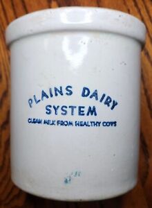 WYOMING DAIRY CREAMERY STONEWARE BEATER CROCK CHEYENNE PLAINS (NOT MILK BOTTLE)