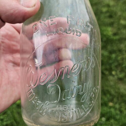 TREP Wesner's Dairy McEwensville PA, Embosed Pint Milk Bottle