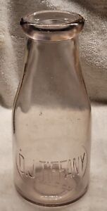 Sun Colored D. J. Tiffany Carthage New York Pint Milk Bottle 1911