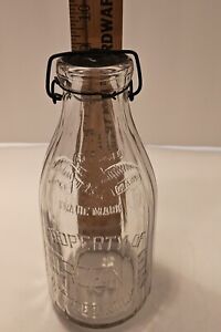 Rare Vintage Antique Bordens Milk Bottle Tin Top Early Embossed Rib Eagle Borden