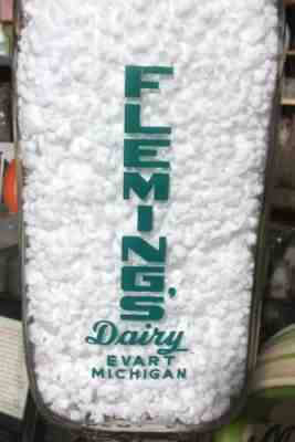 SPQ FLEMING’S DAIRY EVART MICHIGAN MICH MI PYRO QUART MILK BOTTLE ...