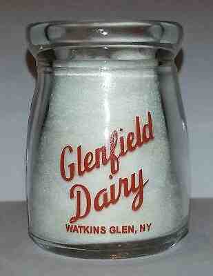 Glenfield Dairy 1/2 oz. Glass Creamer Bottle Watkins Glen, N Y