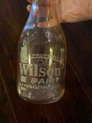 F.A. Wilson Dairy Acid Etched Quart Buttermilk Milk Bottle Lexington NC