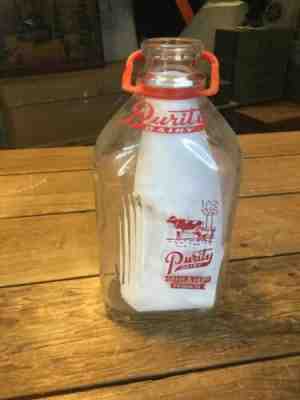Vintage 1/2 Gallon Grade A Products Milk Bottle Jug Purity Dairy Plastic Handle