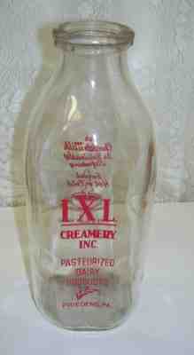 Vintage IXL Creamery Milk Bottle Friedens PA Quart size