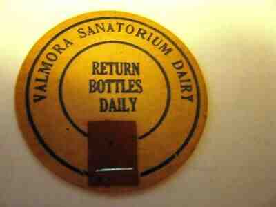 Valmora, N.M. Sanatorium Dairy Milk Bottle Cap New Mexico sanatarium hospital