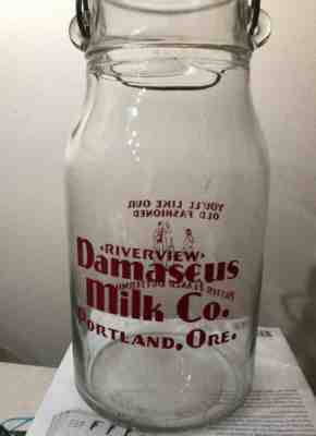 Riverview Damascus Dairy Portland Oregon One Gallon Glass Bottle Butter-Flaked