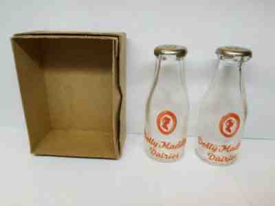 NOS Old Vintage Dolly Madison Dairy Mini MUTH Milk Bottle Shakers Eau Claire WI