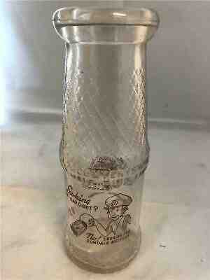 Michigan Lehman's Centerville Dairy 1/2 pint Milk Bottle Boy with Lantern