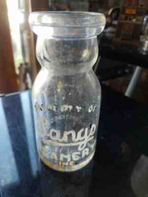 Vintage Lang's Creamery Buffalo NY Milk Bottle Half Pint cream top 