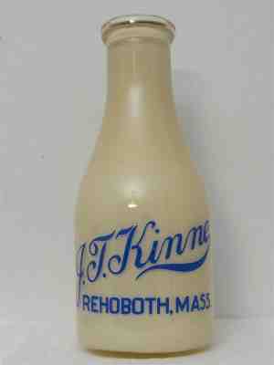 TRPQ Milk Bottle Kinne Locust Grove Stock Farm Rehoboth MA STORE DISPLAY BOTTLE