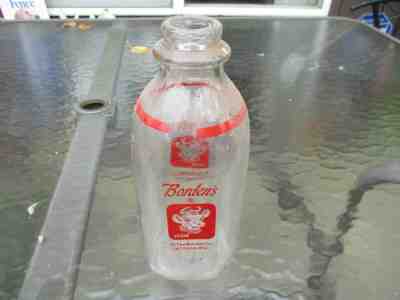 VTG Borden's Dairy Elsie the Cow Single Red Stripe One Quart Glass Milk Bottle