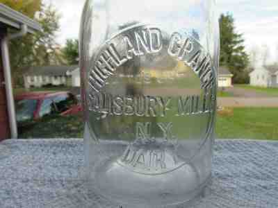 REQ Milk Bottle Highland Grange Dairy Farm Salisbury Mills NY ORANGE COUNTY RARE