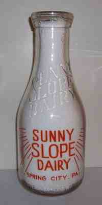 Sunny Slope Dairy Spring City PA. Pyro Quart State Farm Products Show Award 