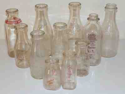 Lot Vintage Glass Milk Bottles Maryland Dairy Eisenhart's Martin's Kruger Brown 