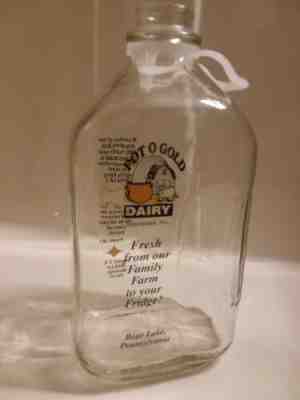 vintage pot  o gold dairy 1/2 gallon milk bottle bear lake,pa