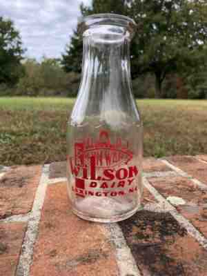 F.A. Wilson Dairy Pyro Pint Milk Bottle Lexington NC