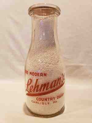 Pennsylvania Milk Bottle, Pint Milk Bottle, Lehman’s Dairy, Carlisle, PA	