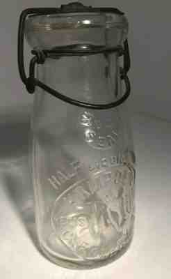 Hampden Dairy Creamery Tin Top Half Pint Hp Milk Bottle Possibly Everett Mass