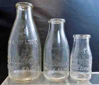 Rare LOT of 3 Biltmore Dairy Milk Bottles Asheville NC Quart Pint 1/2 Pint