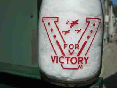 TRPQ WWII Airplane Victory 1943 Milk Bottle Highland Dairy Athol MA 