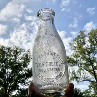 Qt Milk Bottle Jersey Dairy Farm M F O’Neill York Rd Baltimore MD Early Emb Rare