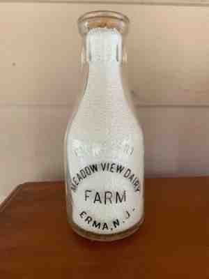 Meadow View Dairy - Erma NJ - Cape May County Milk Bottle
