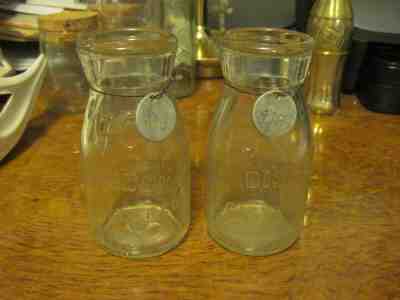 Rare, 2 Vintage One Liquid Pint bottles - Harbisons Dairy, Philadelphia PA 