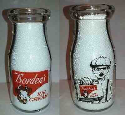 Set of 2 Super Nice Paper Boy Bordens Ice Cream 1/2 Pint Milk Bottle