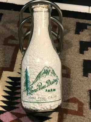 Rare 1940's Pyro Quart Milk Bottle Lone Pine Dairy Farm, Lone Pine, Inyo Co Ca 