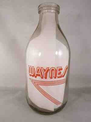 1950's Er Waynes Dairy 1/2 Gallon Milk Bottle Bakersfield California Wayne TRPHG