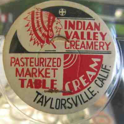 Taylorsville, Calif. Indian Valley Creamery (INDIAN HEAD) Milk Bottle Cap 56mm