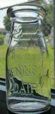 Embossed PENINSULA DAIRY Half Pint Milk Bottle; (TREHP); NEWPORT NEWS, VA