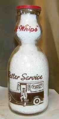 vintage milk bottle cream top qt-Zimmerman Dairy Peoria,Ill-old milktruck 2 colo