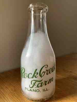 Rock Creek Farm Pyroglaze Quart Dairy Milk Bottle PLANO, ILLINOIS