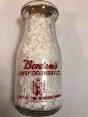 Borden's Dairy Delivery Co ACL 1/2 Pt Milk Bottle Ice Cream Has Akron OH Cap