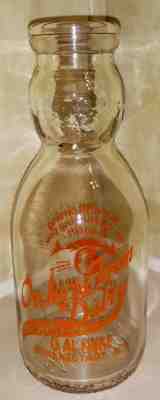 Vintage Baby Face Cream Top Milk Bottle 1QT. ORCHARD FARM DAIRY SCHENECTADY N.Y.