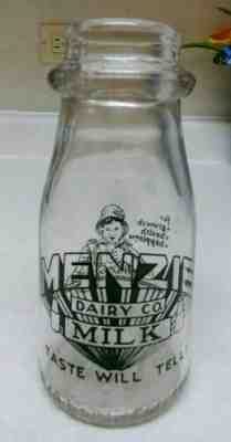 Vintage MENZIE Dairy Co.Half Pint Milk Bottle MCKEESPORT PA  