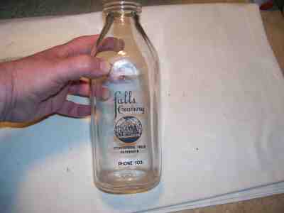 Vintage Kitchen Falls Creamery International Falls MN Glass Milk Bottle