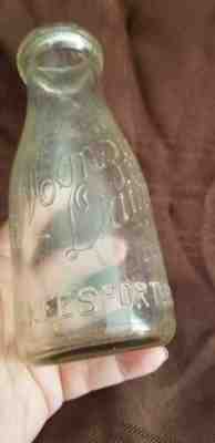 Vintage Glass Milk Bottle Menzie Dairy Co., McKeesport Pa. One Pint 