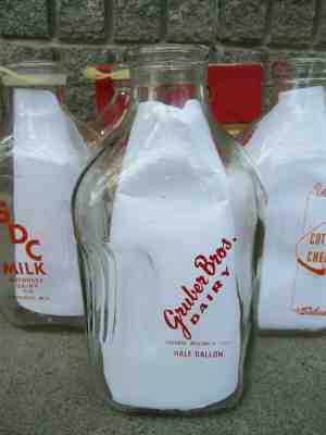 RARE Vintage Gruber Brothers Dairy Baraboo Wisconsin Half Gallon Milk Bottle