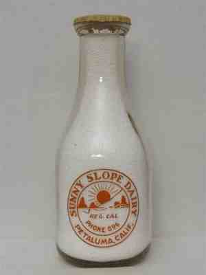 TRPQ Milk Bottle Sunny Slope Dairy Petaluma CA SONOMA COUNTY OLD TELEPHONE 896