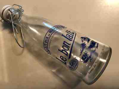 Le Bon Lait Normandie Large Milk Bottle Swing Top Wire Bail Porcelain Cap 