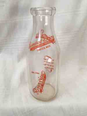 Vintage Quart Milk Bottle Riverview Dairy Ceresco Michigan