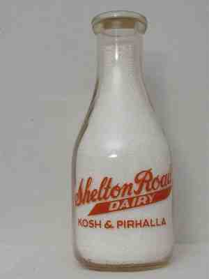 TRPQ Milk Bottle Shelton Road Dairy Kosh & Pirhalla Shelton CT FAIRFIELD COUNTY